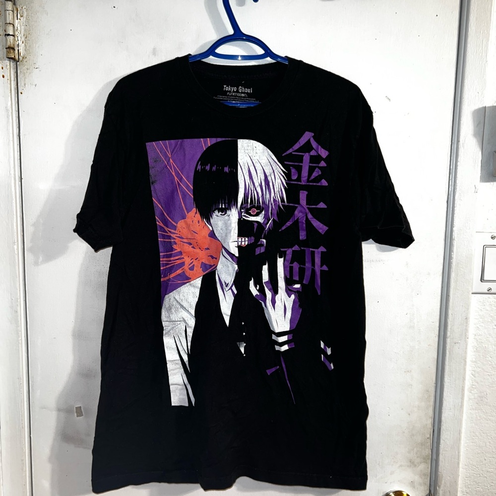 Tokyo Ghoul anime black T-shirt streetwear SPLIT FACE MEN’S L Ken Kaneki ￼